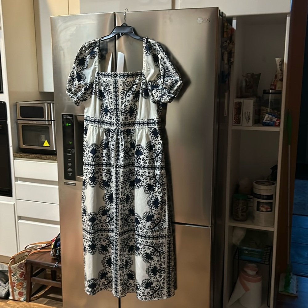 Boden Ink Blue and White Midi Dress